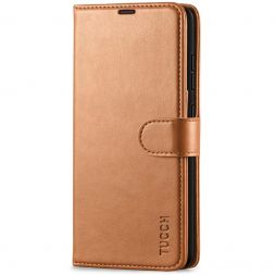 TUCCH Samsung Galaxy A52 Wallet Case Folio Style Kickstand With Magnetic Strap - Light Brown