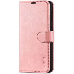 TUCCH Samsung Galaxy A72 Wallet Case Folio Style Kickstand With Magnetic Strap - Rose Gold