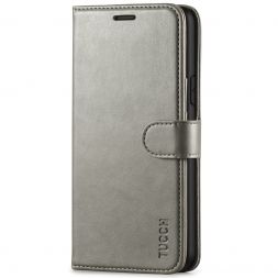 TUCCH iPhone 11 Leather Wallet Case Folio Flip Kickstand With Magnetic Clasp-Gray