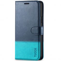 TUCCH iPhone 11 Leather Wallet Case Folio Flip Kickstand With Magnetic Clasp-Blue&Lake Blue