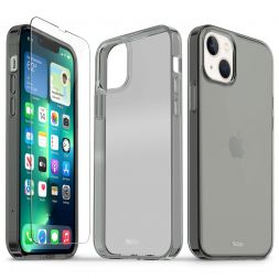 TUCCH iPhone 13 Clear Case, iPhone 13 TPU Case with Glass Screen Protector - Grey