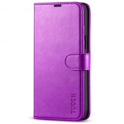 TUCCH iPhone 14 Wallet Case, iPhone 14 Book Folio Flip Kickstand PU Leather Cover With Magnetic Clasp-Purple