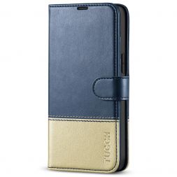 TUCCH iPhone 14 Pro Max Wallet Case, iPhone 14 Max Pro Book Folio Flip Kickstand Cover With Magnetic Clasp - Dark Blue &amp; Gold