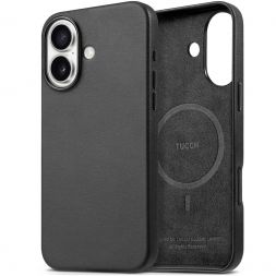 TUCCH iPhone 16 Leather Case, Magsafe Compatible, Wireless Charging, Slim Anti-Slip Raised Edges Shockproof PU Leather Protection Phone Case 