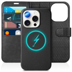 TUCCH iPhone 16 Pro Magnetic Detachable Wallet Case, iPhone 16 Pro Removable Leather Case 2IN1, Card Holders, RFID Blocking, Magnetic Clasp, Fold Book Folio Flip Phone Cover