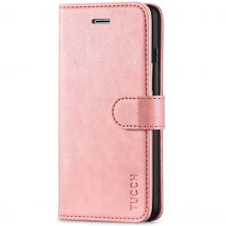 TUCCH iPhone 7/8 Plus Wallet Case Folio Style Kickstand With Magnetic Strap-Rose Gold
