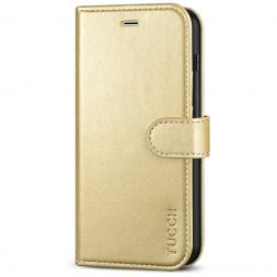 TUCCH iPhone 7/8 Plus Wallet Case Folio Style Kickstand With Magnetic Strap-Shiny Champagne Gold