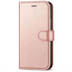 TUCCH iPhone 7/8 Plus Wallet Case Folio Style Kickstand With Magnetic Strap-Shiny Rose Gold