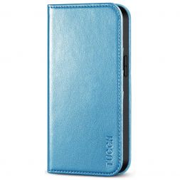 TUCCH iPhone 13 Wallet Case - iPhone 13 Flip Cover With Magnetic Closure-Shiny Light Blue
