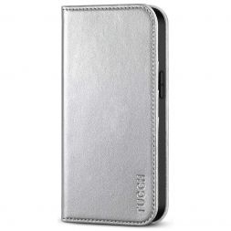 TUCCH iPhone 13 Wallet Case - iPhone 13 Flip Cover With Magnetic Closure-Shiny Silver