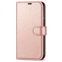 TUCCH iPhone 13 Pro Wallet Case, iPhone 13 Pro Book Folio Flip Kickstand With Magnetic Clasp-Shiny Rose Gold