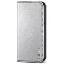 TUCCH iPhone 13 Pro Max Wallet Case - iPhone 13 Pro Max Flip Cover With Magnetic Closure-Shiny Silver