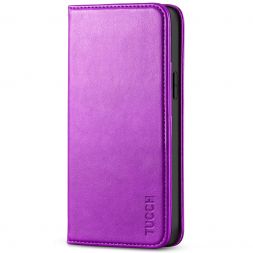 TUCCH iPhone 14 Wallet Case - iPhone 14 Flip Cover With Magnetic Closure-Purple