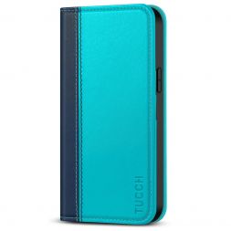 TUCCH iPhone 14 Pro Wallet Case - iPhone 14 Pro Flip Cover With Magnetic Closure-Dark Blue &amp; Lake Blue