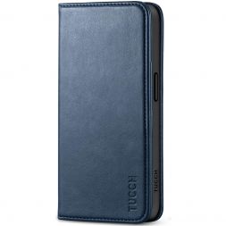 TUCCH iPhone 15 Wallet Case - Regular iPhone 15 Folio Leather Case With Magnetic Closure - Blue