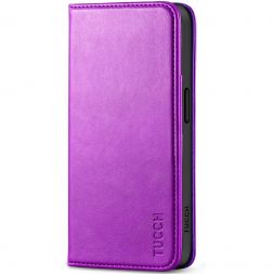 TUCCH iPhone 15 Pro Max Wallet Case - iPhone 15 Pro Max Leather Flip Case - Purple