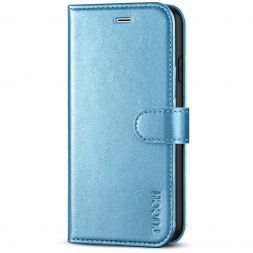 TUCCH iPhone 7/8 Wallet Case, iPhone SE 2nd 2020 Leather Cover, Folio Style Kickstand With Magnetic Strap-Shiny Light Blue