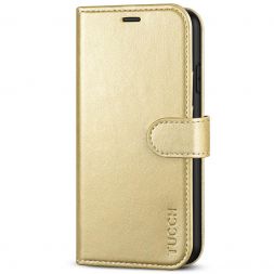 TUCCH iPhone XR Wallet Case Folio Style Kickstand With Magnetic Strap-Shiny Champagne Gold