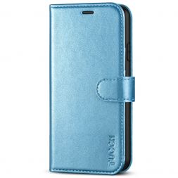 TUCCH iPhone XR Wallet Case Folio Style Kickstand With Magnetic Strap-Shiny Light Blue