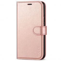 TUCCH iPhone XR Wallet Case Folio Style Kickstand With Magnetic Strap-Shiny Rose Gold