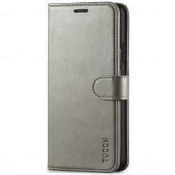 TUCCH iPhone XR Wallet Case Folio Style Kickstand With Magnetic Strap-Gray