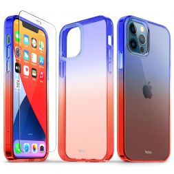 TUCCH iPhone 12 iPhone 12 Pro Clear Case, IML New Craft Scratchproof Shockproof Slim Case - Blue&amp;Red