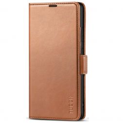 TUCCH Samsung S21 Ultra Wallet Case, Samsung Galaxy S21 Ultra 5G Flip PU Leather Cover, Stand with RFID Blocking and Magnetic Closure-Light Brown