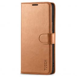 TUCCH Samsung Galaxy S20FE Wallet Case Folio Style Kickstand With Magnetic Strap-Light Brown