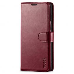 TUCCH Samsung Galaxy S20FE Wallet Case Folio Style Kickstand With Magnetic Strap-Wine Red