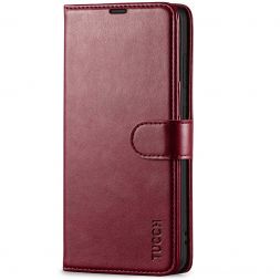 TUCCH Samsung S21 Wallet Case, Samsung Galaxy S21 5G Flip PU Leather Cover, Stand with RFID Blocking and Magnetic Closure-Wine Red