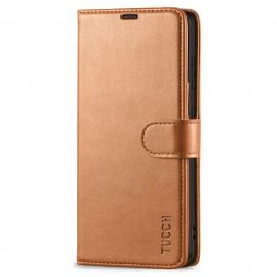 TUCCH Samsung Galaxy S21FE Wallet Case Folio Style Kickstand With Magnetic Strap for Samsung S21 FE-Light Brown