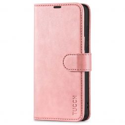 TUCCH Samsung Galaxy S21FE Wallet Case Folio Style Kickstand With Magnetic Strap for Samsung S21 FE-Rose Gold