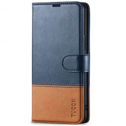 TUCCH Samsung S22 Plus Wallet Case, Samsung Galaxy S22 Plus 5G Flip PU Leather Cover, Stand with RFID Blocking and Magnetic Closure-Dark Blue &amp;amp; Brown