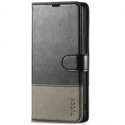 TUCCH Samsung S22 Plus Wallet Case, Samsung Galaxy S22 Plus 5G Flip PU Leather Cover, Stand with RFID Blocking and Magnetic Closure-Black &amp;amp; Grey