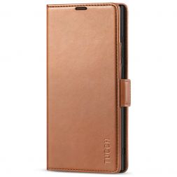 TUCCH Samsung S22 Ultra Wallet Case, Samsung Galaxy S22 Ultra 5G Flip PU Leather Cover, Stand with RFID Blocking and Magnetic Closure-Light Brown