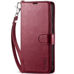 TUCCH Samsung S23FE Wallet Case, Samsung Galaxy S23 FE 5G Flip Leather Cover - Wristlet Wine Red