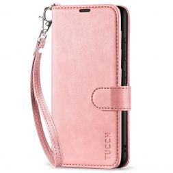 TUCCH Samsung S23 Plus Wallet Case, Samsung Galaxy S23 Plus 5G Flip Leather Cover-Wrist Strap - Rose Gold