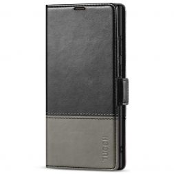 TUCCH Samsung S23 Ultra Wallet Case, Samsung Galaxy S23 Ultra 5G Flip Leather Cover-Black & Grey