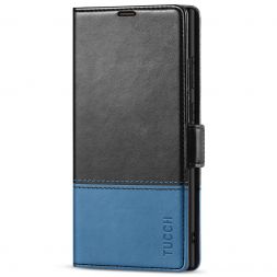 TUCCH Samsung S23 Ultra Wallet Case, Samsung Galaxy S23 Ultra 5G Flip Leather Cover-Black & Light Blue