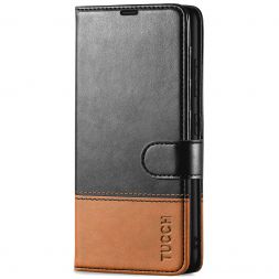 TUCCH Samsung S23 Wallet Case, Samsung Galaxy S23 5G Flip Leather Cover-Black & Brown