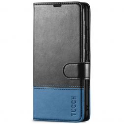 TUCCH Samsung S23 Wallet Case, Samsung Galaxy S23 5G Flip Leather Cover-Black & Light Blue