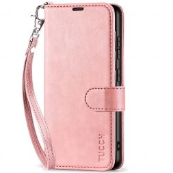 TUCCH Samsung S24 Wallet Case, Samsung Galaxy S24 5G Leather Case Folio Cover - Strap - Rose Gold