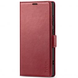 TUCCH Samsung S24 Ultra Wallet Case, Samsung Galaxy S24 Ultra 5G Leather Case Folio Cover - Dark Red