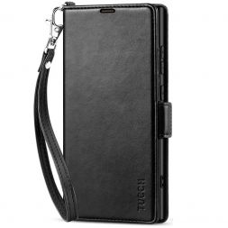 TUCCH Samsung S24 Ultra Wallet Case, Samsung Galaxy S24 Ultra 5G Leather Case Folio Cover - Strap - Black