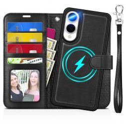 TUCCH Samsung S25 Edge Detachable Leather Wallet Case 2IN1 with Wristlet, Samsung Galaxy S25 Edge 5G Folio PU Leather Cover with Removable Phone Case