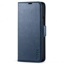 TUCCH SAMSUNG Galaxy Z Fold 3 5G Wallet Case, SAMSUNG Z Fold 3 PU Leather Case with S Pen Slot Flip Folio Kickstand RFID Blocking And Magnetic Closure Cover-Dark Blue