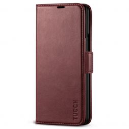 TUCCH SAMSUNG Galaxy Z Fold 3 5G Wallet Case, SAMSUNG Z Fold 3 PU Leather Case with S Pen Slot Flip Folio Kickstand RFID Blocking And Magnetic Closure Cover-Wine Red