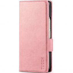 TUCCH SAMSUNG Galaxy Z Fold6 5G Leather Wallet Cover With S Pen Slot - Rose Gold
