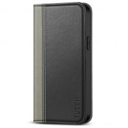 TUCCH iPhone 14 Wallet Case - iPhone 14 Flip Cover With Magnetic Closure-Black &amp; Grey