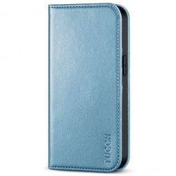 TUCCH iPhone 14 Pro Wallet Case - iPhone 14 Pro Flip Cover With Magnetic Closure-Shiny Light Blue